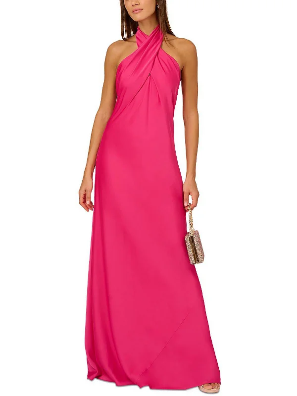 High-quality women’s wear for everyday elegance   Womens Satin Halter Evening Dress