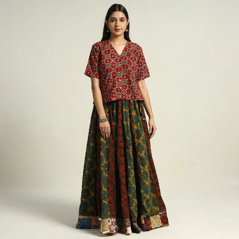 Luxurious fabrics and modern designs for women Multicolor - Ajrakh Block Printed 24 Kali Patchwork Cotton Long Skirt 12 Luxurious fabrics and modern designs for women Multicolor - Ajrakh Block Printed 24 Kali Patchwork Cotton Long Skirt 12