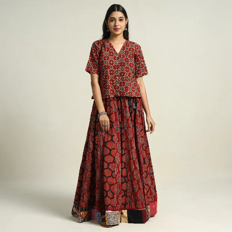 Comfortable yet fashionable women’s wear Red - Ajrakh Block Printed 24 Kali Patchwork Cotton Long Skirt 02 Comfortable yet fashionable women’s wear Red - Ajrakh Block Printed 24 Kali Patchwork Cotton Long Skirt 02