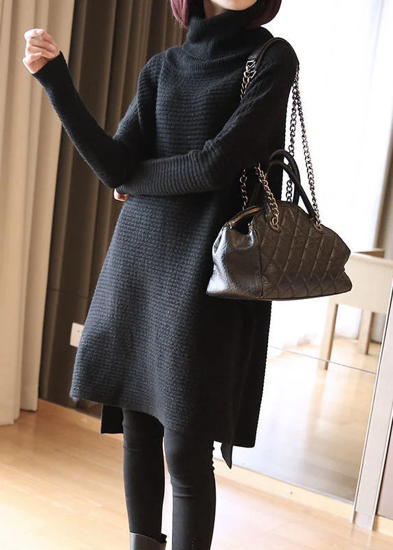 Elevate your look with premium women’s wear Black Loose Knit Long Sweater Turtle Neck Side Open Spring Elevate your look with premium women’s wear Black Loose Knit Long Sweater Turtle Neck Side Open Spring