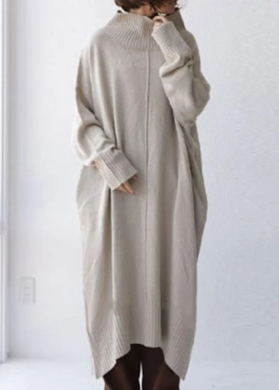 Stylish women’s clothing designed for comfort Boutique Beige High Neck Oversized Knit Sweater Dress Spring Stylish women’s clothing designed for comfort Boutique Beige High Neck Oversized Knit Sweater Dress Spring
