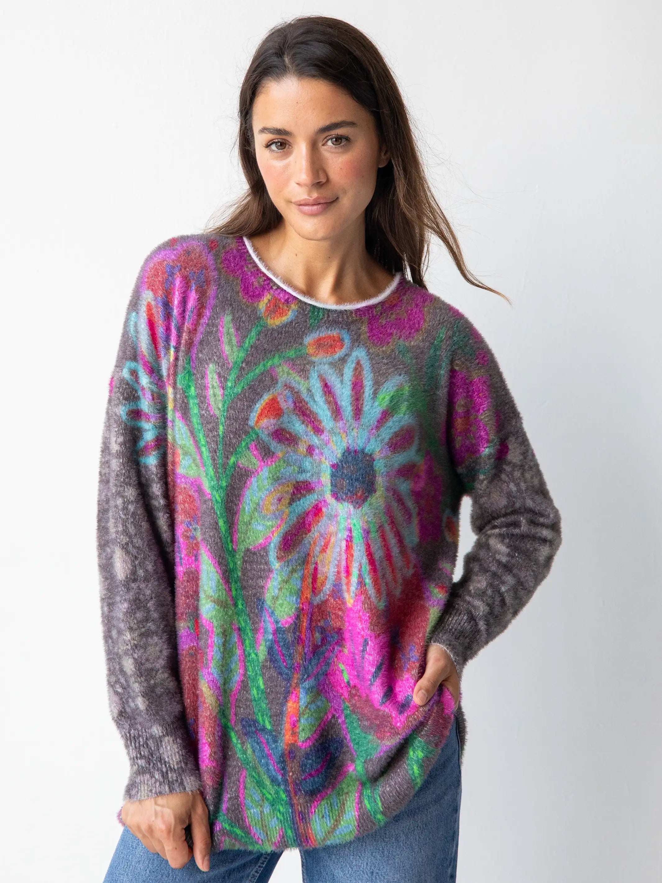 The ultimate destination for women’s clothing Cashmere-like Pullover Sweater - Mauve Folk Flower The ultimate destination for women’s clothing Cashmere-like Pullover Sweater - Mauve Folk Flower