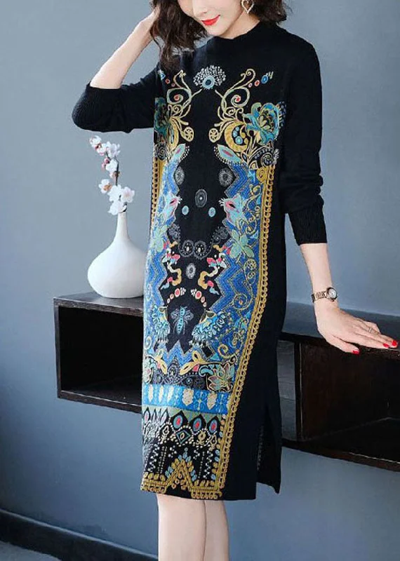 Timeless clothing pieces every woman should own Classy Black Turtle Neck Side Open Print Knit Sweater Dress Winter Timeless clothing pieces every woman should own Classy Black Turtle Neck Side Open Print Knit Sweater Dress Winter