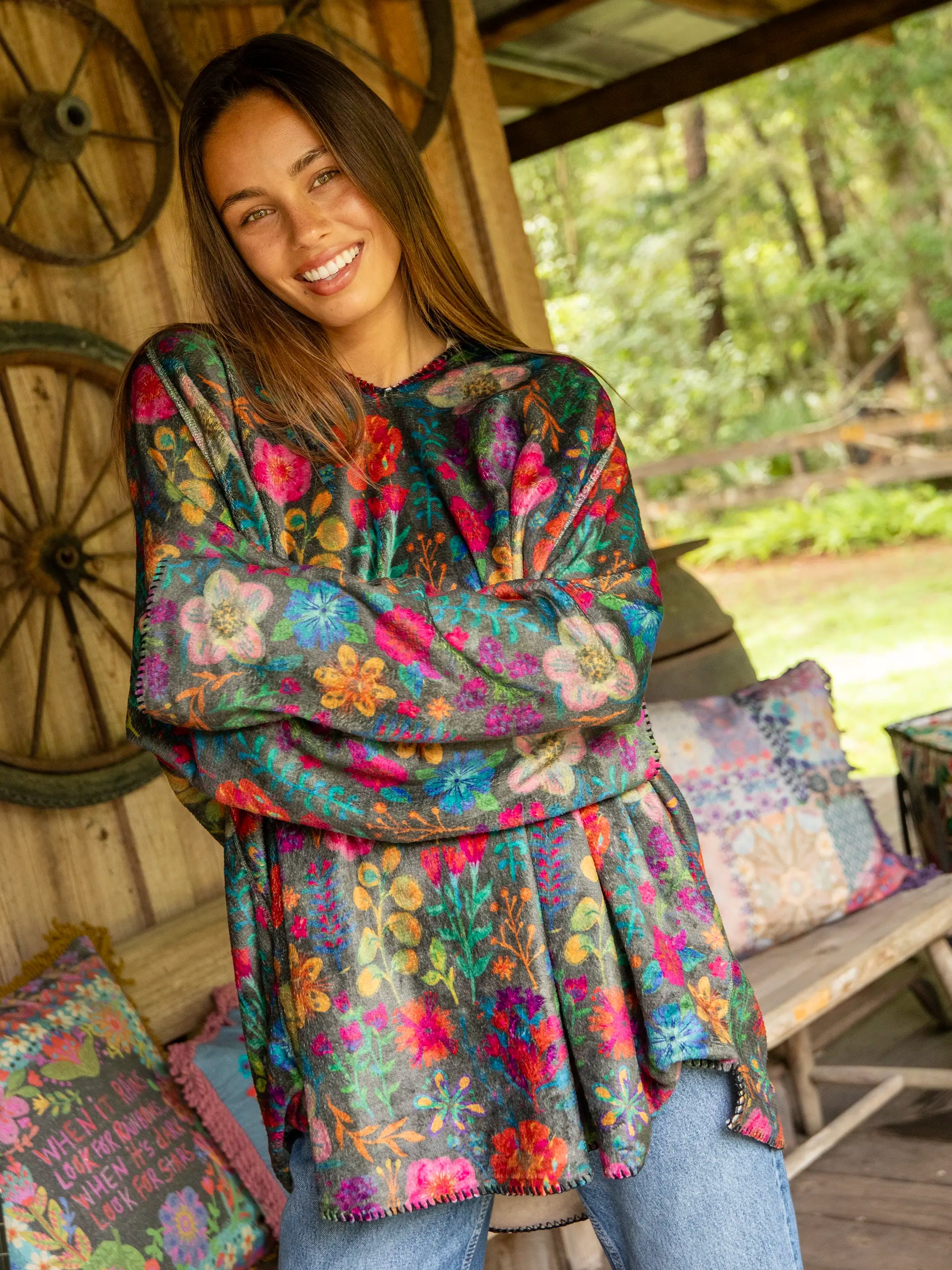 Essential women’s clothing for every season Cozy Blanket Hoodie - Rainbow Garden Black Essential women’s clothing for every season Cozy Blanket Hoodie - Rainbow Garden Black