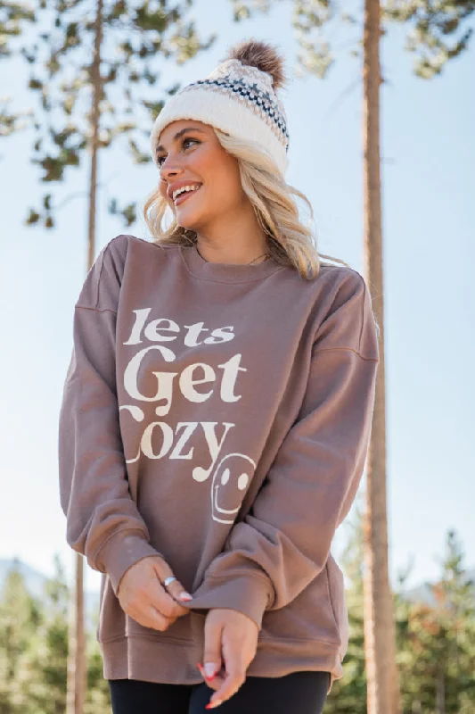 Classic pieces for a timeless wardrobe Lets Get Cozy Mocha Oversized Graphic Sweatshirt Classic pieces for a timeless wardrobe Lets Get Cozy Mocha Oversized Graphic Sweatshirt