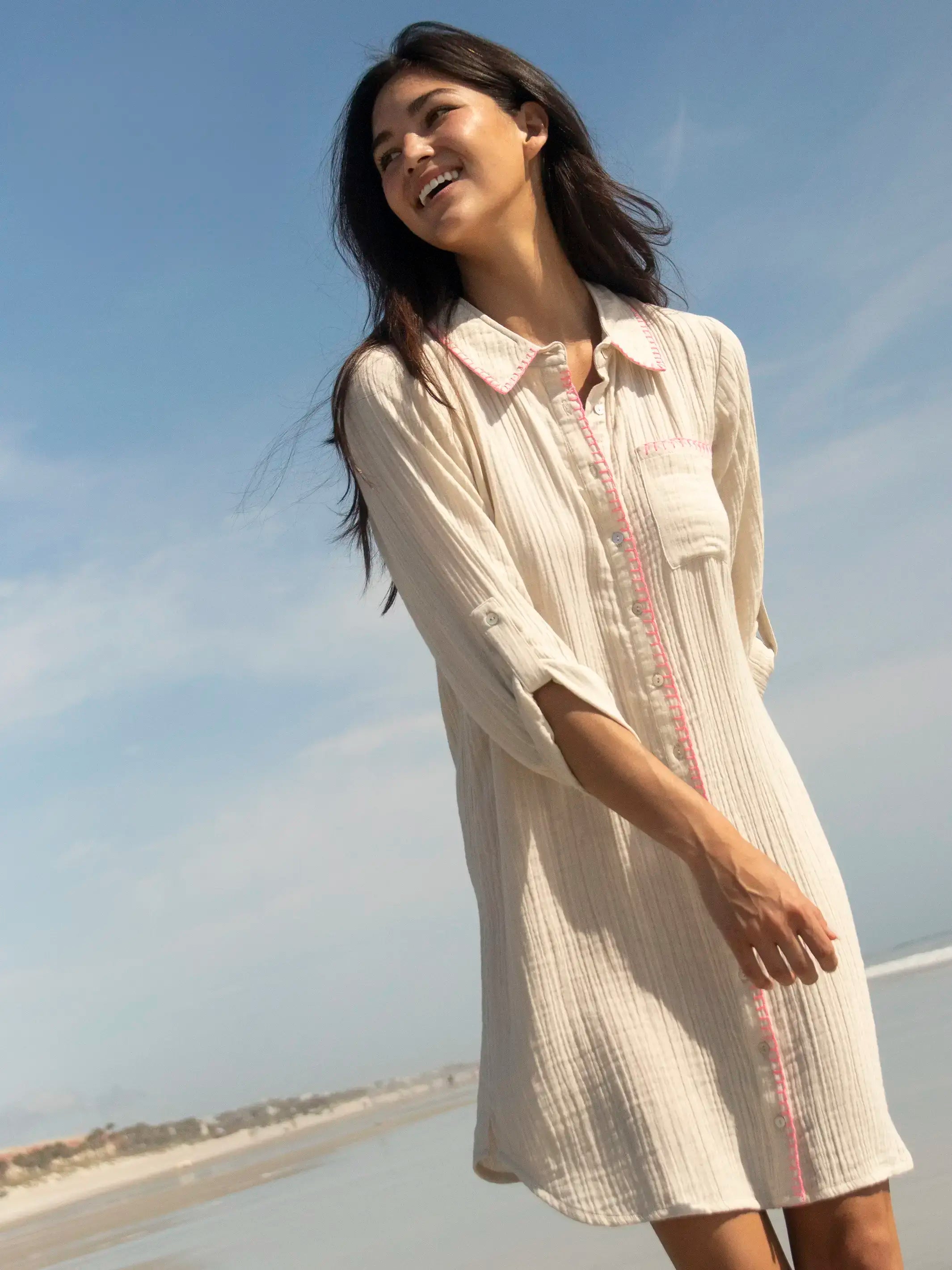 Feminine silhouettes for the modern woman   Lola Cotton Shirt Dress - Dove Grey