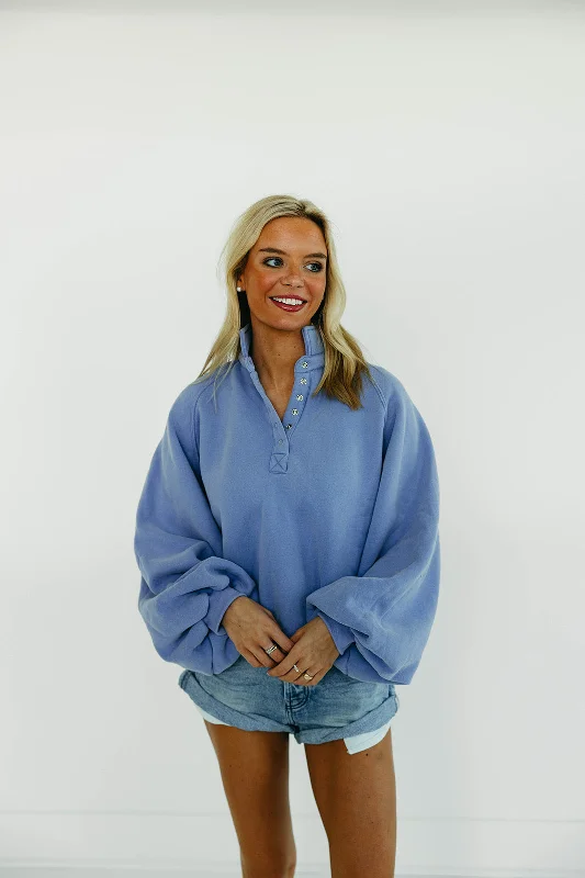 High-fashion styles at affordable prices   Piper Snap Sweatshirt - Blue