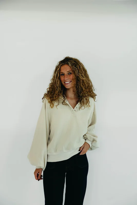 Effortlessly chic fashion for today’s woman   Piper Snap Sweatshirt - Cream