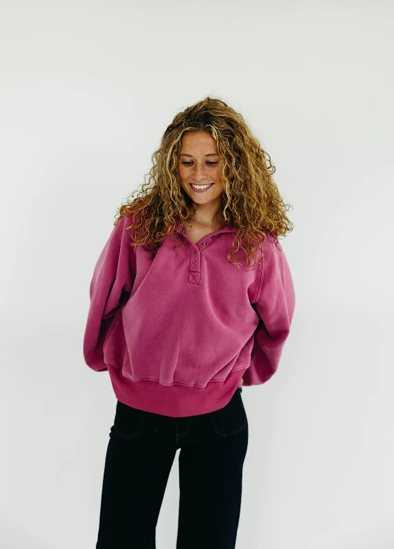 Curated collections for modern, fashionable women   Piper Snap Sweatshirt - Fuchsia