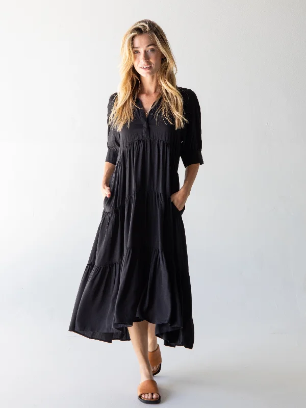 Fashionable clothing to fit every body type   Rebecca Midi Dress - Black