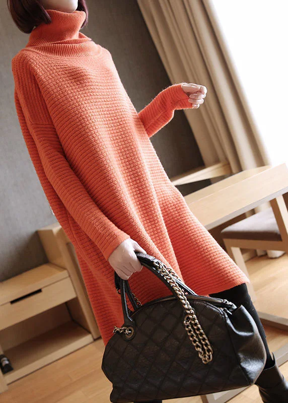 Uncover unique pieces for your perfect wardrobe Simple Orange Turtle Neck Oversized Knitted Long Sweater Spring Uncover unique pieces for your perfect wardrobe Simple Orange Turtle Neck Oversized Knitted Long Sweater Spring