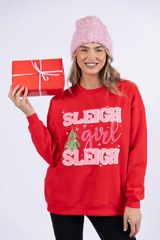 Perfect fashion pieces for the busy woman Sleigh Girl Sleigh Red Oversized Graphic Sweatshirt Perfect fashion pieces for the busy woman Sleigh Girl Sleigh Red Oversized Graphic Sweatshirt