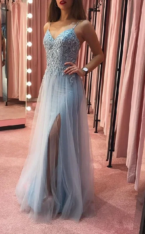 Dress to impress with elegant women’s wear A-line Straps Long Prom Dress With Lace Top cg14920 Dress to impress with elegant women’s wear A-line Straps Long Prom Dress With Lace Top cg14920