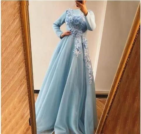 Find your perfect fit with stylish women’s clothing Blue Long Sleeves Evening Dresses Design Handmade Flowers Pearls A-Line Evening Gowns Prom Dresses cg14794 Find your perfect fit with stylish women’s clothing Blue Long Sleeves Evening Dresses Design Handmade Flowers Pearls A-Line Evening Gowns Prom Dresses cg14794