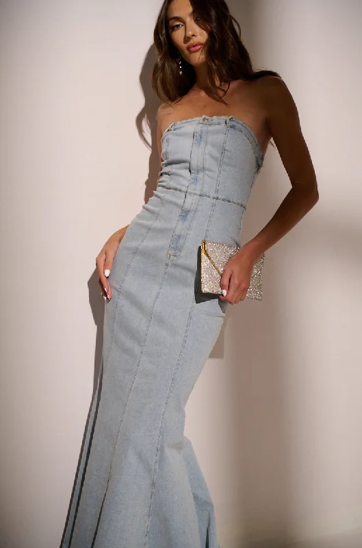 Chic and comfortable clothing for busy women   CALL ME BRITNEY DENIM MAXI DRESS