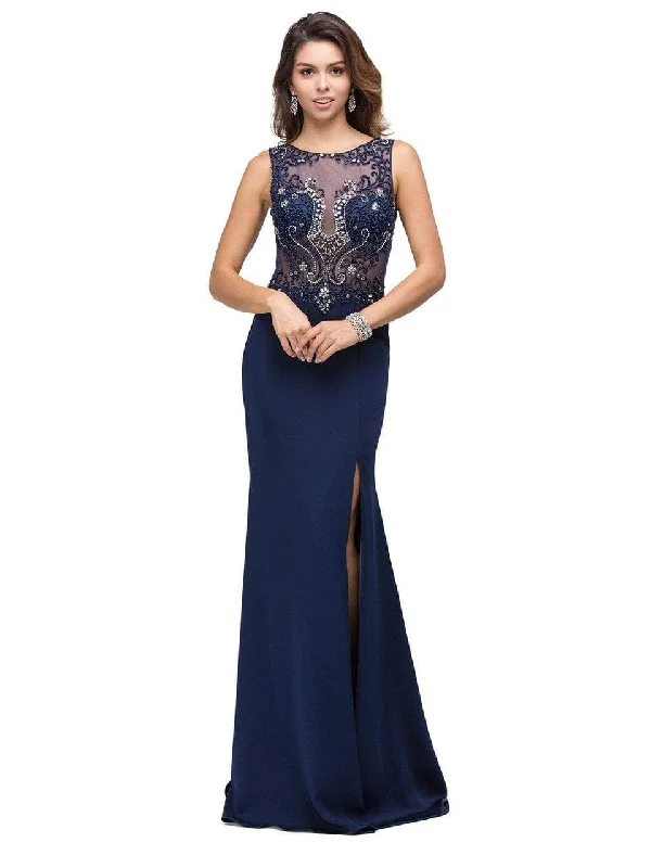Step into style with our women’s clothing collection Dancing Queen Ornate Illusion Mesh Gown in Navy 9791 Step into style with our women’s clothing collection Dancing Queen Ornate Illusion Mesh Gown in Navy 9791