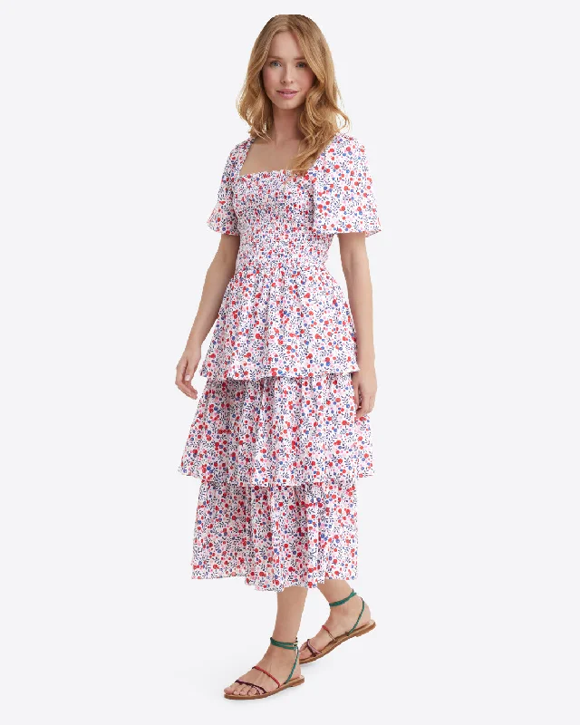 Elevate your style with fashionable women’s clothing Deana Tiered Smocked Dress in Berry Print Elevate your style with fashionable women’s clothing Deana Tiered Smocked Dress in Berry Print