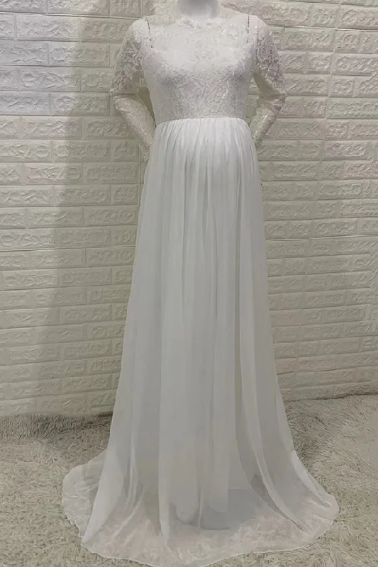 Elegant casual clothing for modern women Delicate White Lace Long Sleeves Maternity Dress Elegant casual clothing for modern women Delicate White Lace Long Sleeves Maternity Dress