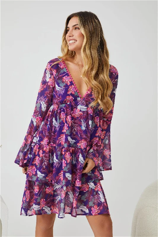 Luxurious fabrics and modern designs for women   Emilla Dress - Purple Rainforest