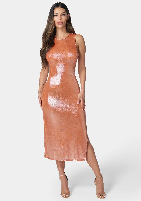 Elegant and comfortable women’s fashion wear   Foil Sleeveless Knit Midi Dress