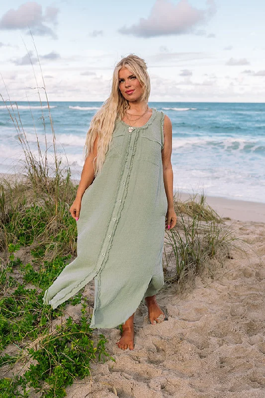 Classic pieces for a timeless wardrobe   Free Spirited Frayed Midi in Sage Curves