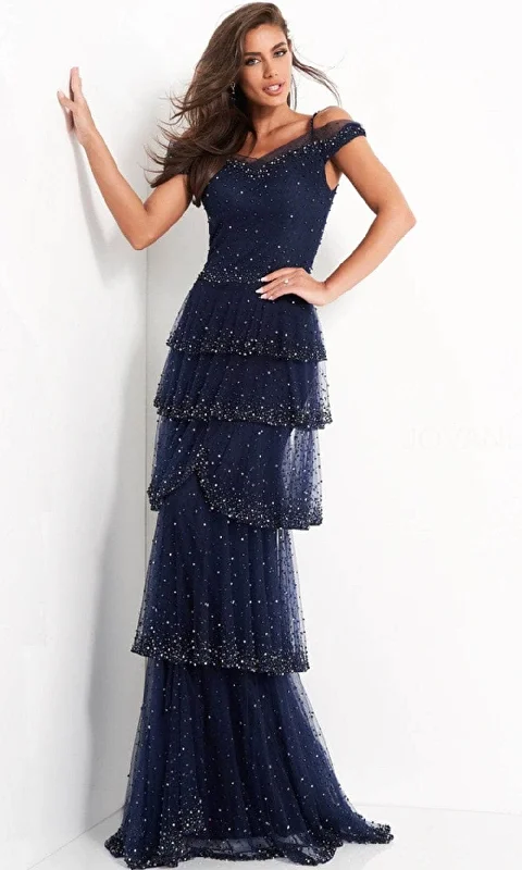 Elegant evening wear for special events Jovani 04859 - Off Shoulder Tiered Evening Dress Elegant evening wear for special events Jovani 04859 - Off Shoulder Tiered Evening Dress