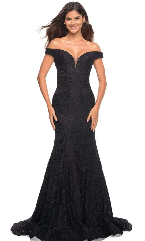 Fashionable clothing to fit every body type La Femme - 30564 Off Shoulder Stretch Lace Gown Fashionable clothing to fit every body type La Femme - 30564 Off Shoulder Stretch Lace Gown
