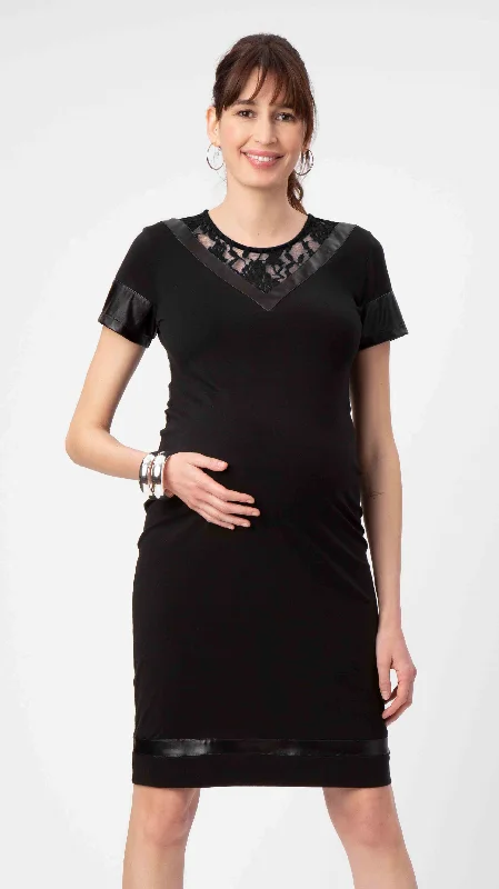 Versatile outfits to transition from day to night   Leather & Lace Maternity Dress