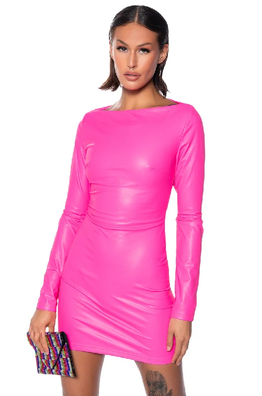 Fashionable, yet affordable women’s apparel   LIFE IS PLASTIC PU MINI DRESS