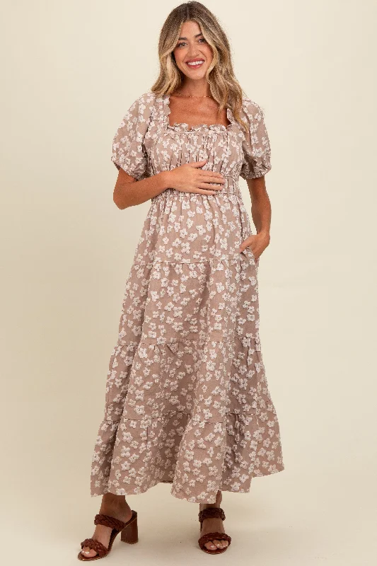 Refresh your wardrobe with stylish women’s outfits Light Mocha Floral Applique Tiered Maternity Maxi Dress Refresh your wardrobe with stylish women’s outfits Light Mocha Floral Applique Tiered Maternity Maxi Dress