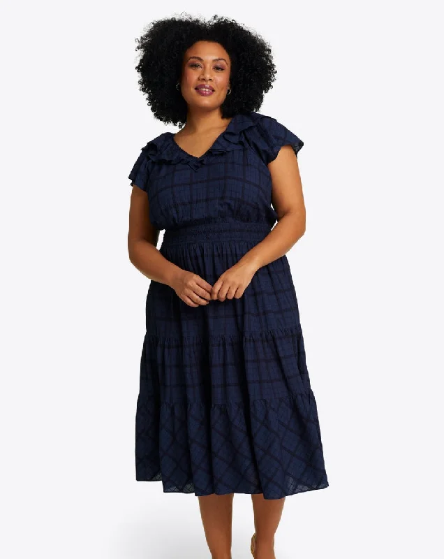 Find your perfect fit with stylish women’s clothing   Marie Midi Dress in Pane Plaid