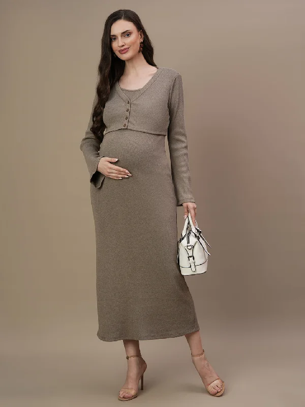 Elegant evening wear for special events   Maternity Winter Bodycon Dress with Jacket