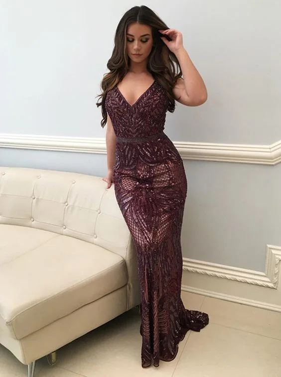 Everyday essentials for a stylish wardrobe Mermaid V-Neck Floor-Length Grape Lace Prom Dress With Beading cg14917 Everyday essentials for a stylish wardrobe Mermaid V-Neck Floor-Length Grape Lace Prom Dress With Beading cg14917