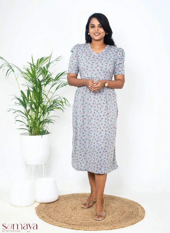 Summer-ready fashion for stylish women   Midi Grey Cherry Light Weight Dress