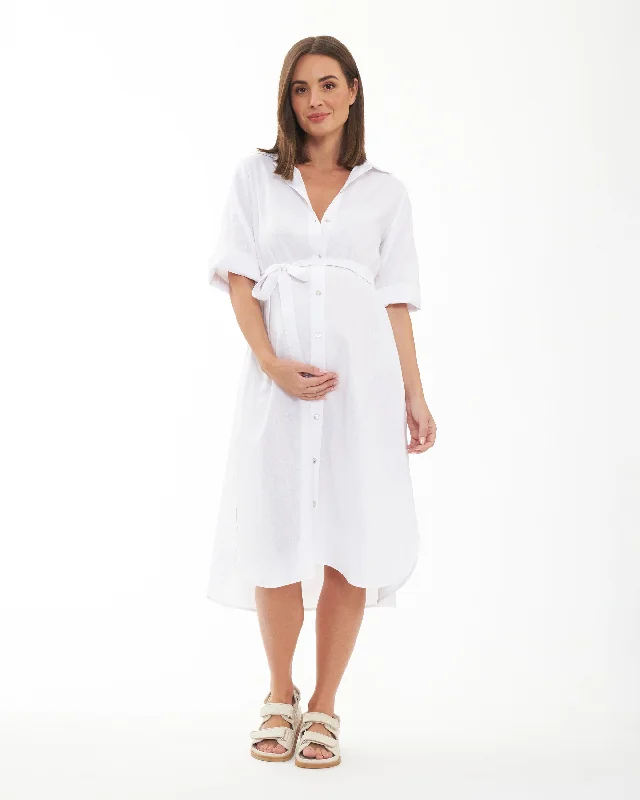 Bold and sophisticated looks for every woman   Molly Linen Shirt Dress  White
