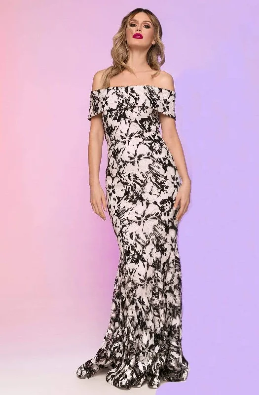 Premium quality women’s clothing at affordable prices   Nicole Bakti - 6759N Off shoulder Floral Print Mermaid Gown