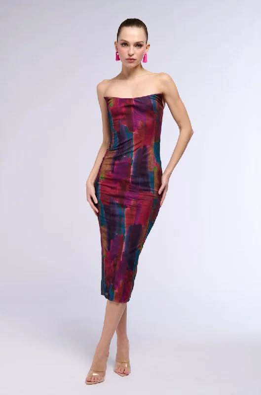 Fashionable women’s clothing that makes you shine   RIZZA PRINTED MESH MIDI DRESS