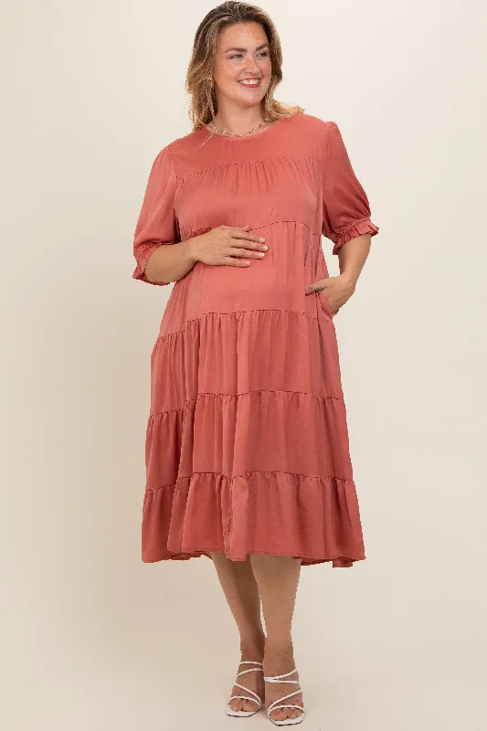 Premium quality women’s clothing at affordable prices Salmon Satin Tiered Maternity Plus Dress Premium quality women’s clothing at affordable prices Salmon Satin Tiered Maternity Plus Dress