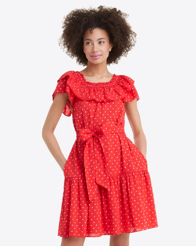 Elegant and comfortable women’s fashion wear   Sawyer Dress in Red Polka Dot