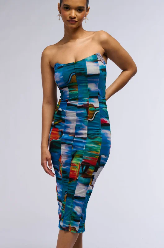 Chic, modern fashion for empowered women   TATIANA PRINTED MESH MIDI DRESS