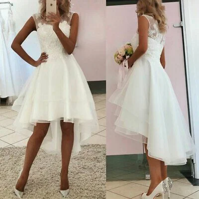 Comfortable yet stylish outfits for women on the go White A-line Sleeveless Lace Appliques Hi-Low Prom Dresses cg14793 Comfortable yet stylish outfits for women on the go White A-line Sleeveless Lace Appliques Hi-Low Prom Dresses cg14793