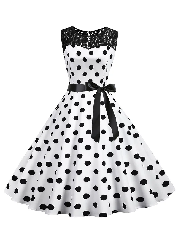 Bold fashion choices for the confident woman   1950s Polka Dot Lace Patchwork Dress