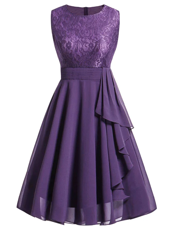 Soft, breathable fabrics for fashionable women 1950s Solid Lace Sleeveless Swing Dress Soft, breathable fabrics for fashionable women 1950s Solid Lace Sleeveless Swing Dress