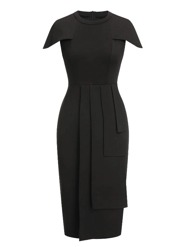 Chic and comfortable clothing for busy women   1960s Solid Cap Sleeved Pencil Dress