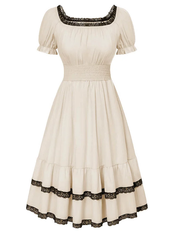 Discover the latest trends in women’s fashion Beige 1950s Lace Patchwork Square Neck Dress Discover the latest trends in women’s fashion Beige 1950s Lace Patchwork Square Neck Dress