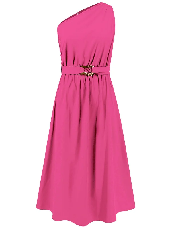 Timeless clothing pieces every woman should own Dark Pink 1940s Solid One Shoulder Dress Timeless clothing pieces every woman should own Dark Pink 1940s Solid One Shoulder Dress
