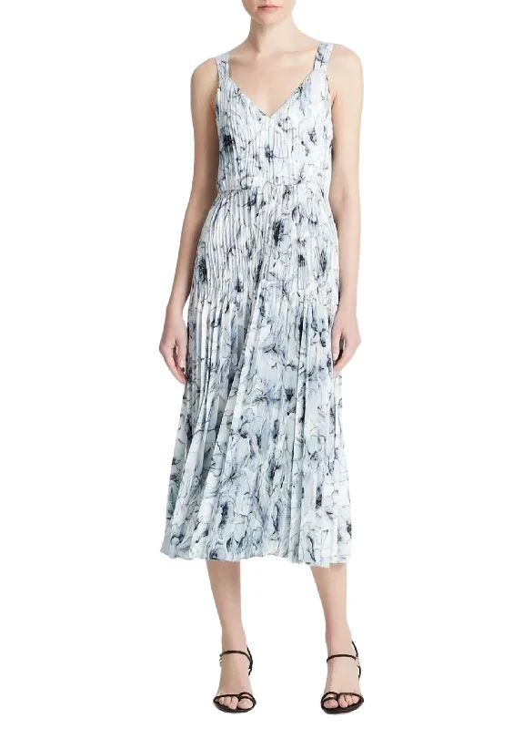 Step up your style with trendy women’s clothing   Floral Lily Dress In Pale Azure