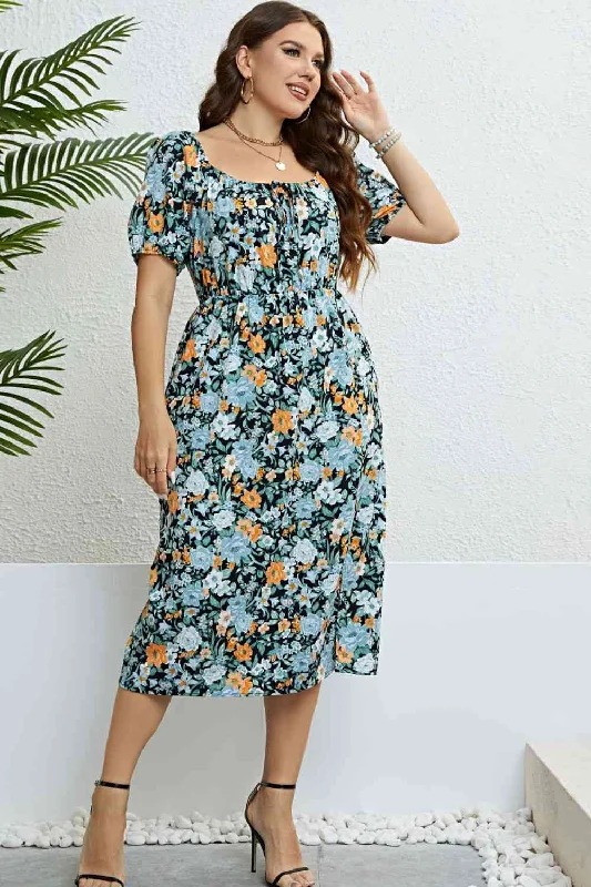 Latest fashion trends for modern women   Floral Split Short Sleeve Dress
