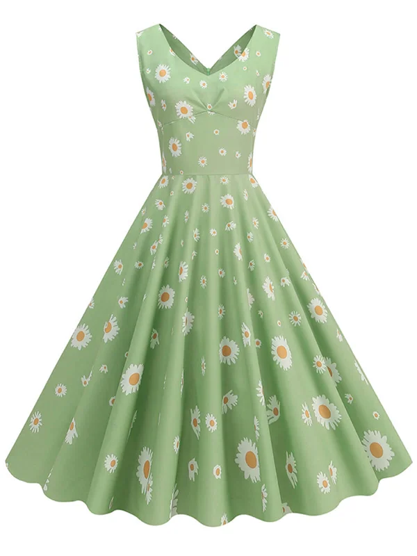 Uncover unique pieces for your perfect wardrobe Green 1950s Daisy V-Neck Swing Dress Uncover unique pieces for your perfect wardrobe Green 1950s Daisy V-Neck Swing Dress