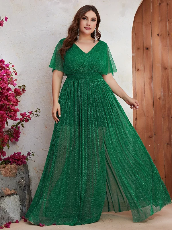 Chic and comfortable clothing for busy women NiDELL Large Size in Stock Long Dress Summer Short Sleeve Small V-neck Elegant Long Slit Dress-Fmgt557 Chic and comfortable clothing for busy women NiDELL Large Size in Stock Long Dress Summer Short Sleeve Small V-neck Elegant Long Slit Dress-Fmgt557